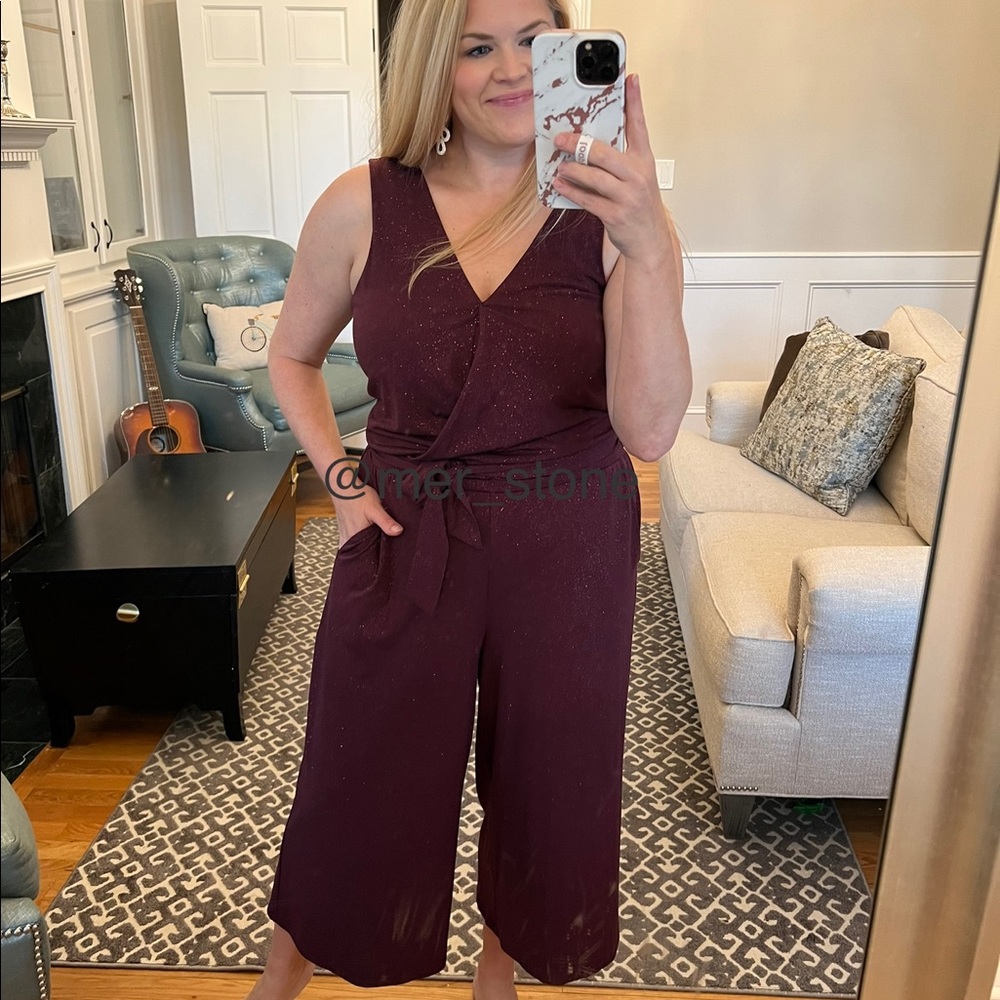 Michael Kors Burgundy Sparkle Jumpsuit, Sz M